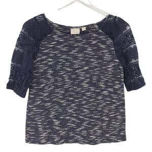 Postmark x Anthro Patel Lace Sleeve Tee Top XS Space Dye Half Sleeve Pullover